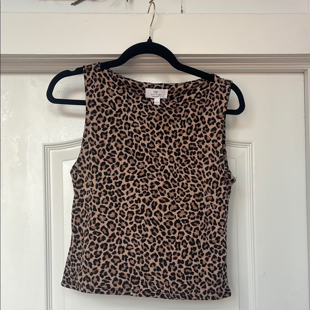 Fitted Brown and Black Animal Print Tank Top